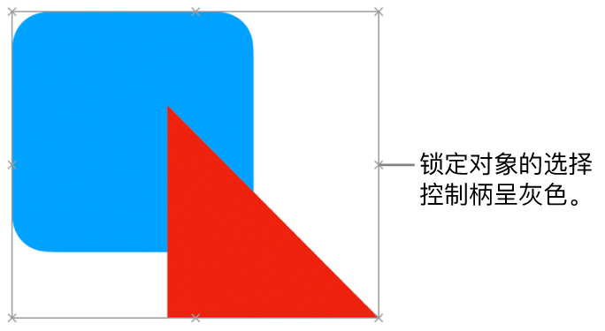 包含灰色选择控制柄的锁定对象。