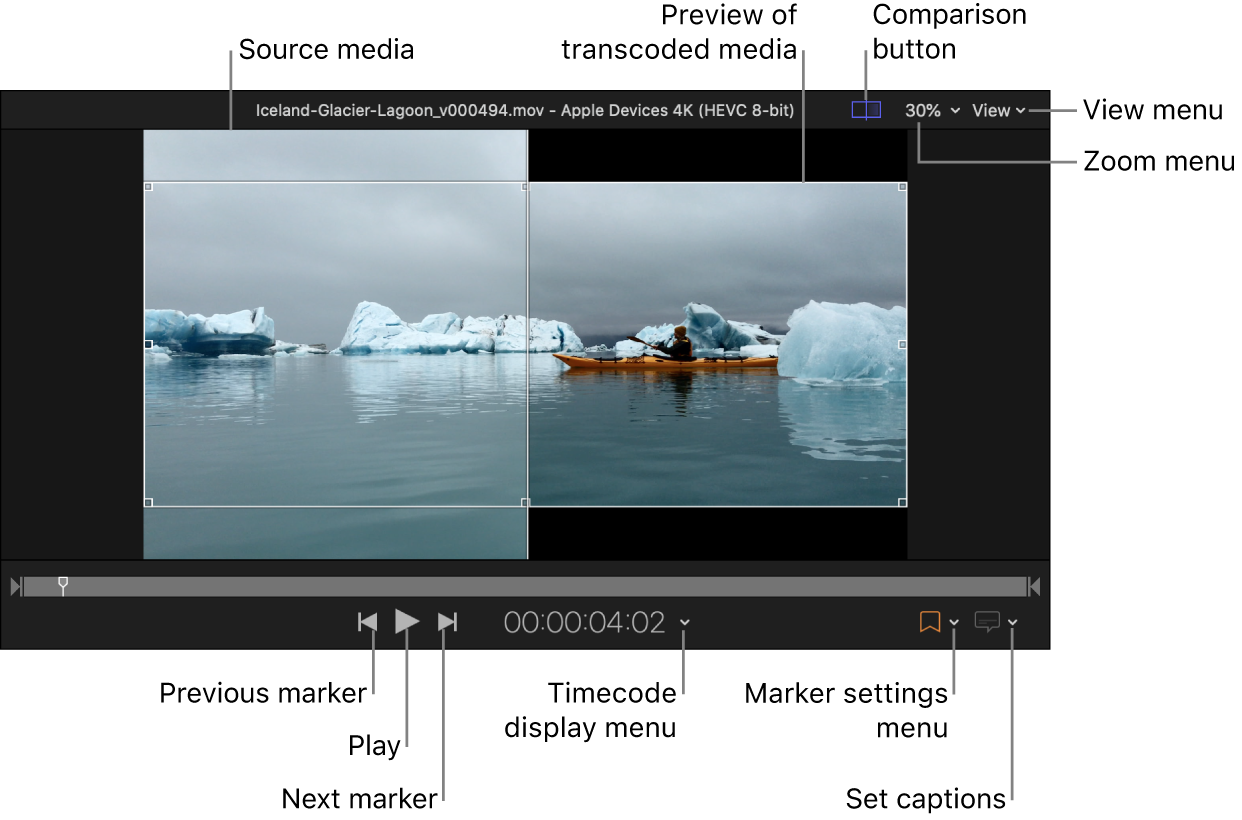 이 섹션에서 설명하는 모든 제어기를 확인하는 Compressor의 미리보기 영역.