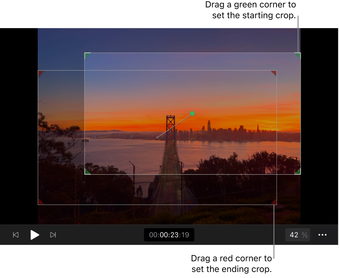 The viewer showing the Ken Burns effect onscreen controls.