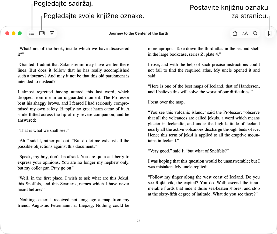 Opcije u otvorenoj knjizi.