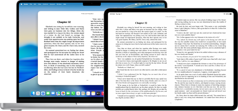 Un libro aperto sulla stessa pagina nell’app Libri su iPad e Mac.
