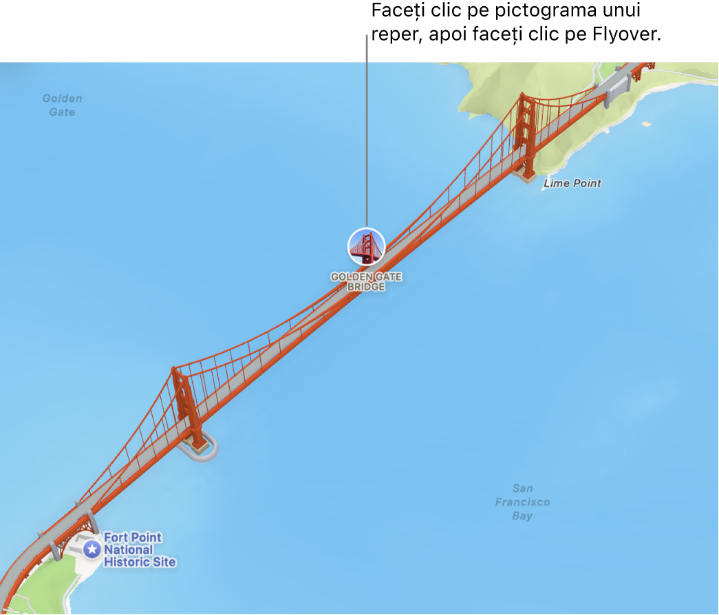 Locurile marcate cu pictograme cu un cerc au adesea tururi Flyover.