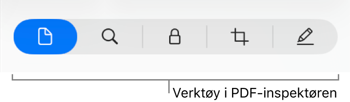 Verkøyene i PDF-inspektøren.