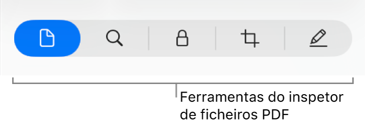 As ferramentas do inspetor de ficheiros PDF.