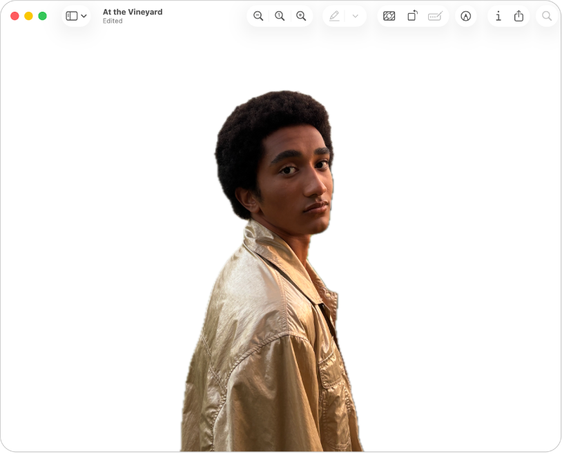 รูปภาพในแอปแสดงตัวอย่างที่มีคนอยู่ที่เบื้องหน้าและพื้นหลังว่างเปล่า