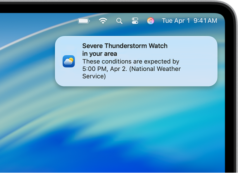 Egy értesítés amely az Országos Meteorológia Szolgálat extrém viharral kapcsolatos figyelmeztetését jeleníti meg.