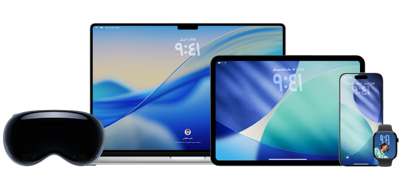 Apple Vision Pro و MacBook Pro و iPad Pro و iPhone و Apple Watch.