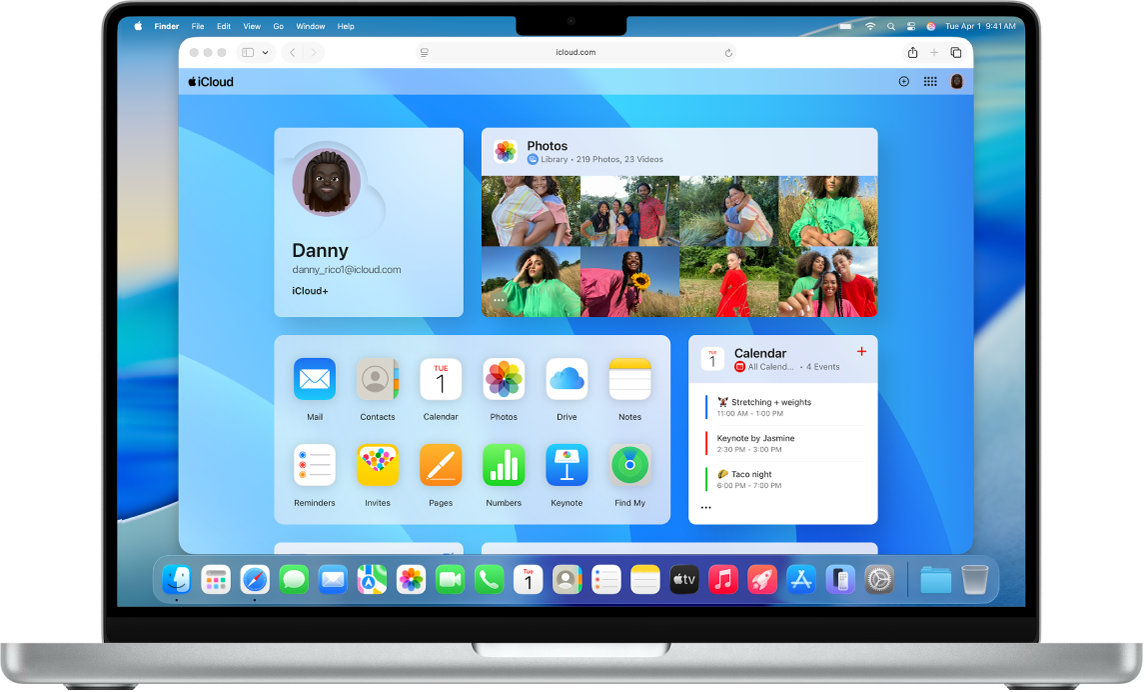 La home page di iCloud.com su un Mac.