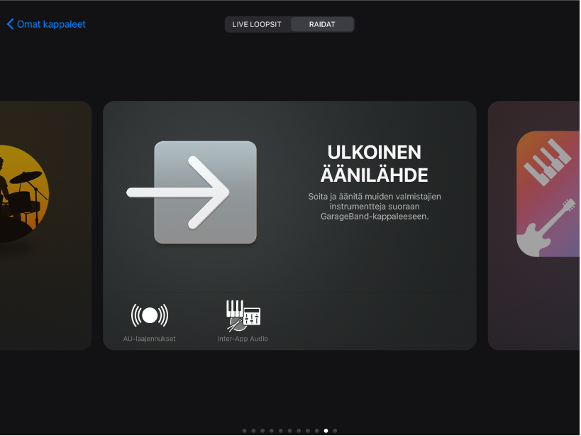 Kuva. Ääniselain, jossa näkyy Audio Unit ‑laajennuksia.