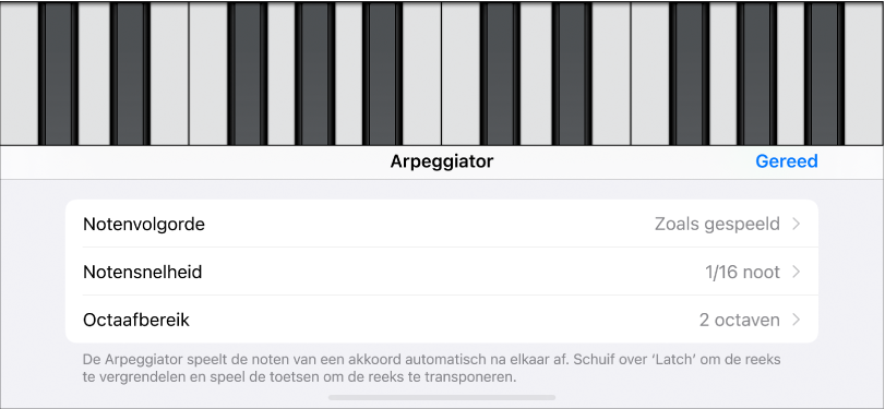 Regelaars voor keyboardarpeggiator