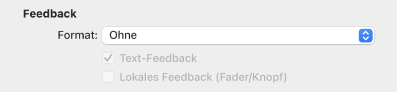 Abbildung. Feedback-Parameter in der Ansicht „Erweitert“.