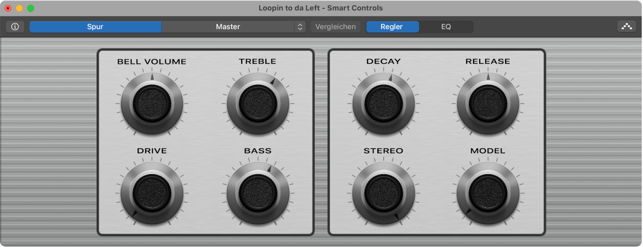 Abbildung. Geöffneter Bereich „Smart Controls“ mit Bildschirmsteuerungen und Menüleiste