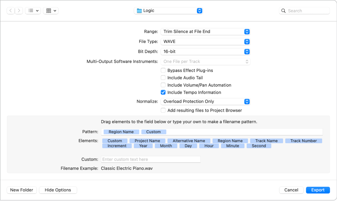 Figure. Region as Audio File dialog.