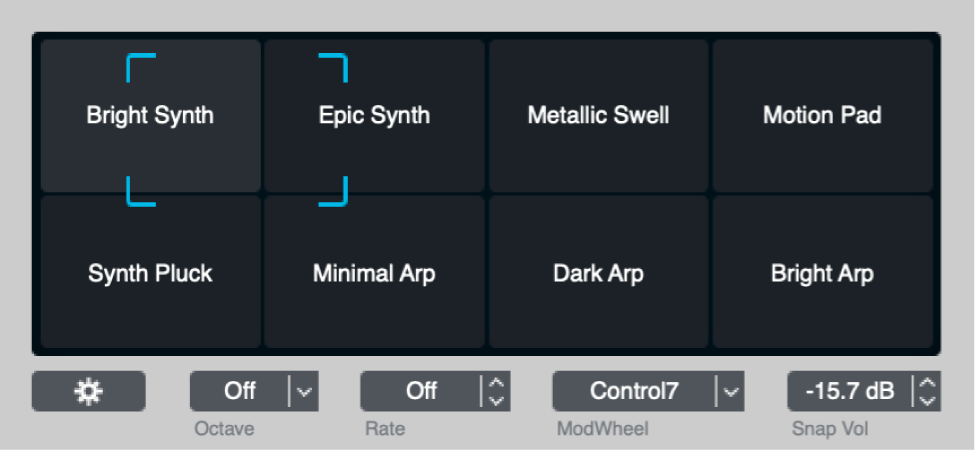 Figure. Transform pad and other performance controls.