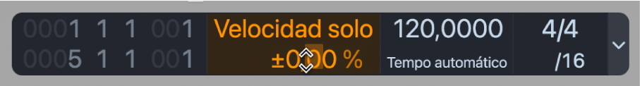 Ilustración. Se muestra el valor en la parte inferior de la visualización de velocidad variable.