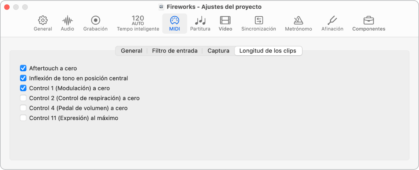 Ilustración. Pestaña “Longitud del clip” de ajustes del proyecto.