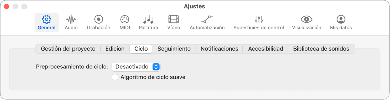 Ilustración. Ajustes de ciclo.