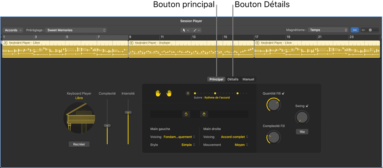 Figure. Éditeur de Session Player.