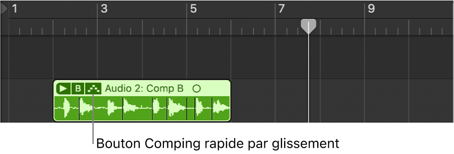 Figure. Pointeur placé sur le bouton « Comping rapide par glissement ».