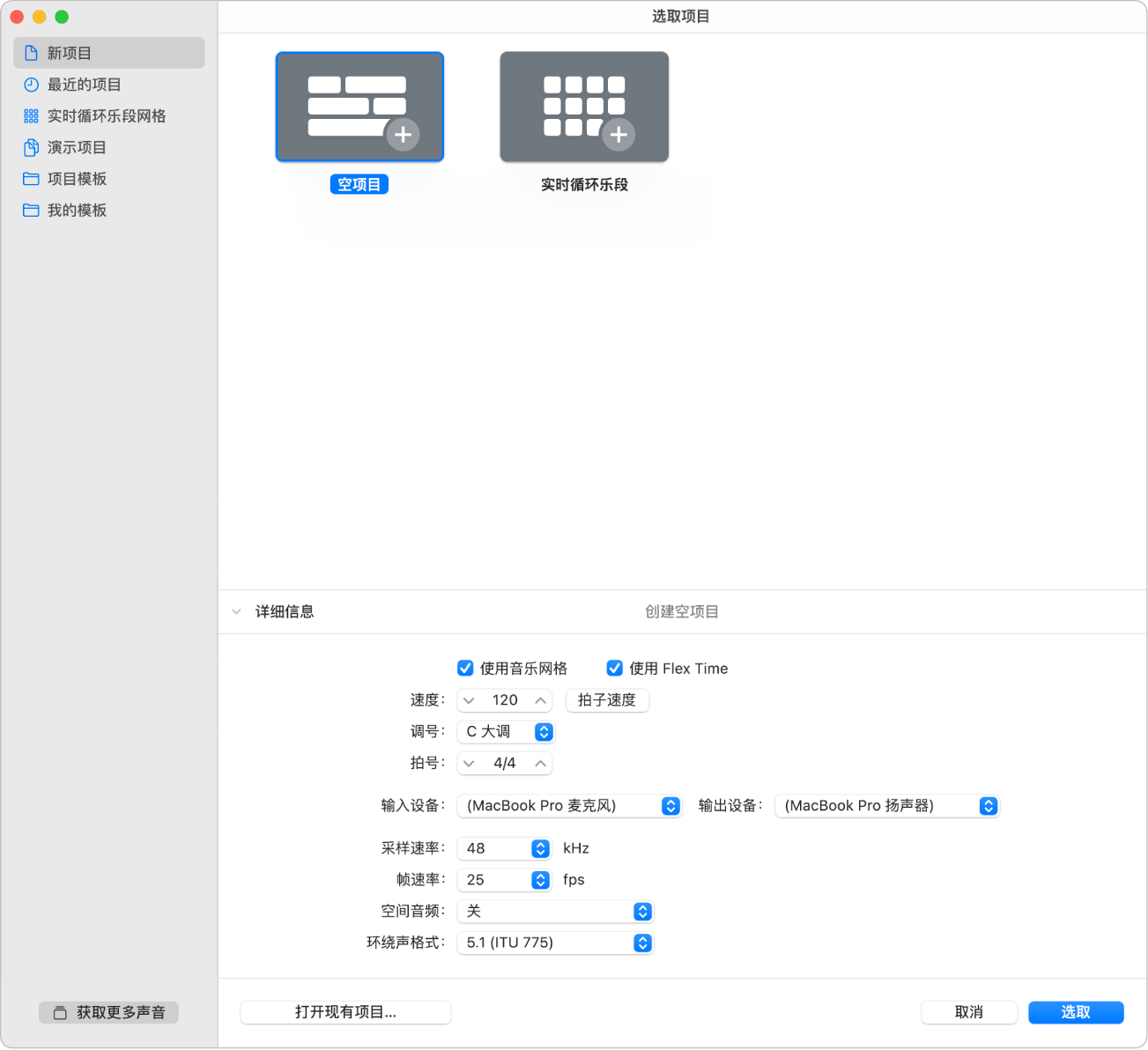 图。项目选取器下半部分是设置项目属性的详细信息。