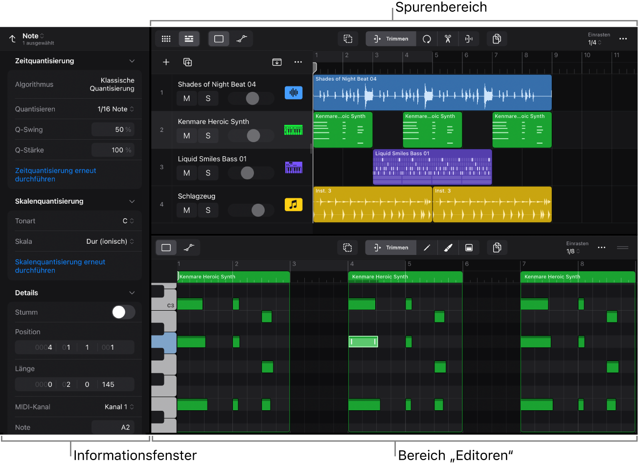 Abbildung. Bearbeitungsbereiche.
