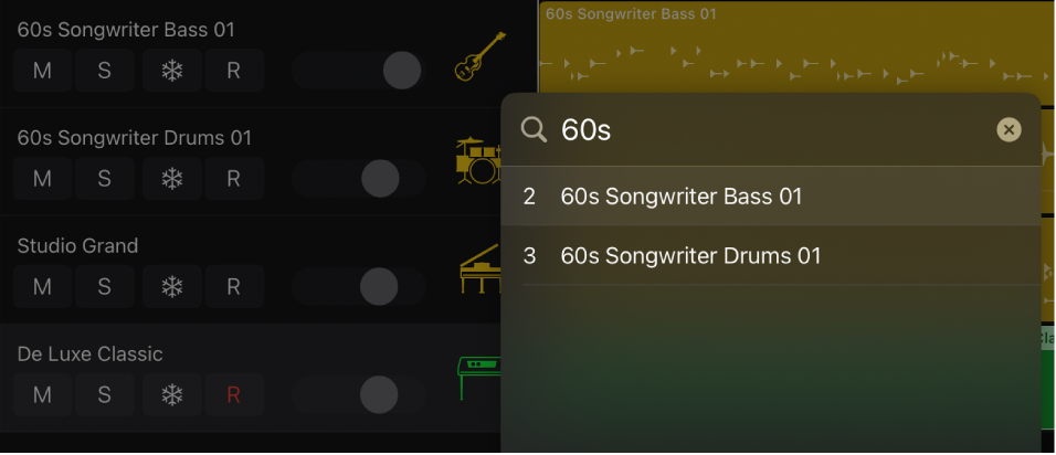 Figure. The Search and Select field and results list.