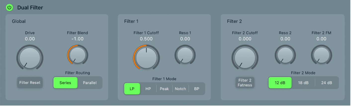 Ilustración. Parámetros de filtro de ES2.
