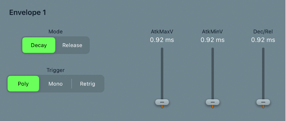 Figure. Paramètres d’enveloppe 1 dans l’ES2