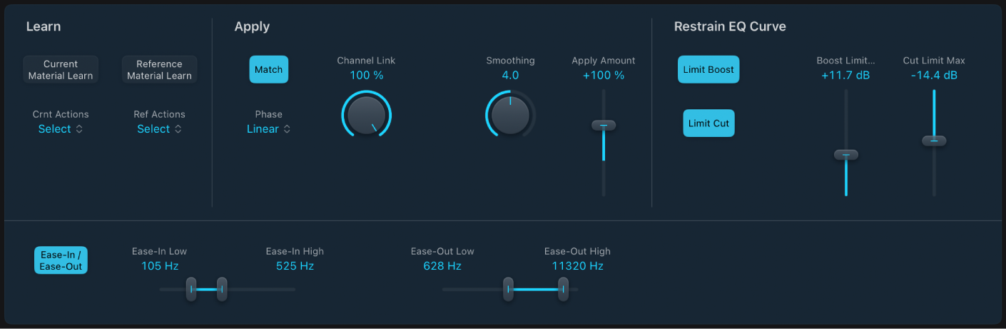 Figure. Fenêtre du module Match EQ.