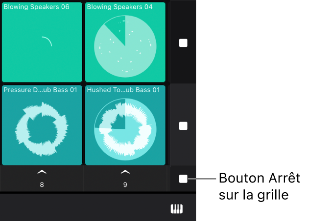 Figure. Bouton « Arrêt sur la grille » dans la partie inférieure de la colonne de division.