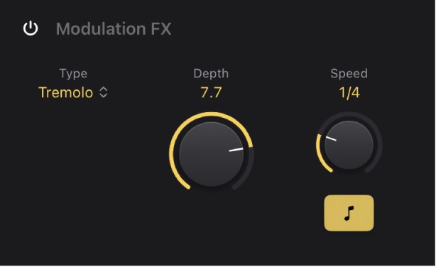 図。Amp Designerの「Modulation FX」のパラメータ。