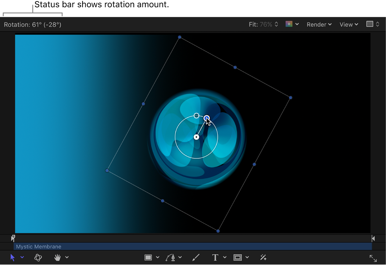 Canvas mit einem Objekt, das gedreht wird