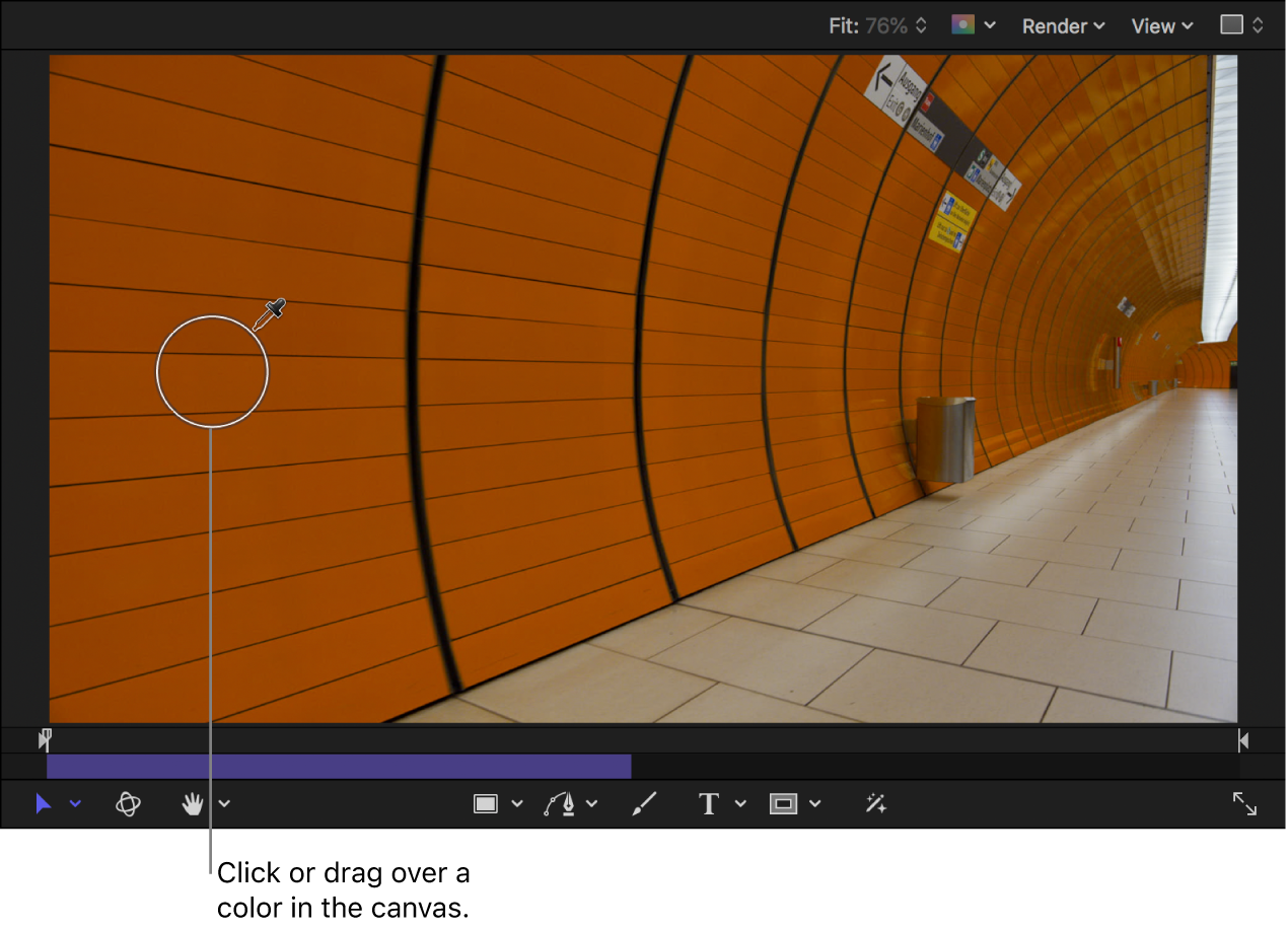 Aufnehmen einer Farbe aus dem Bild im Canvas mit dem Werkzeug „Pipette“