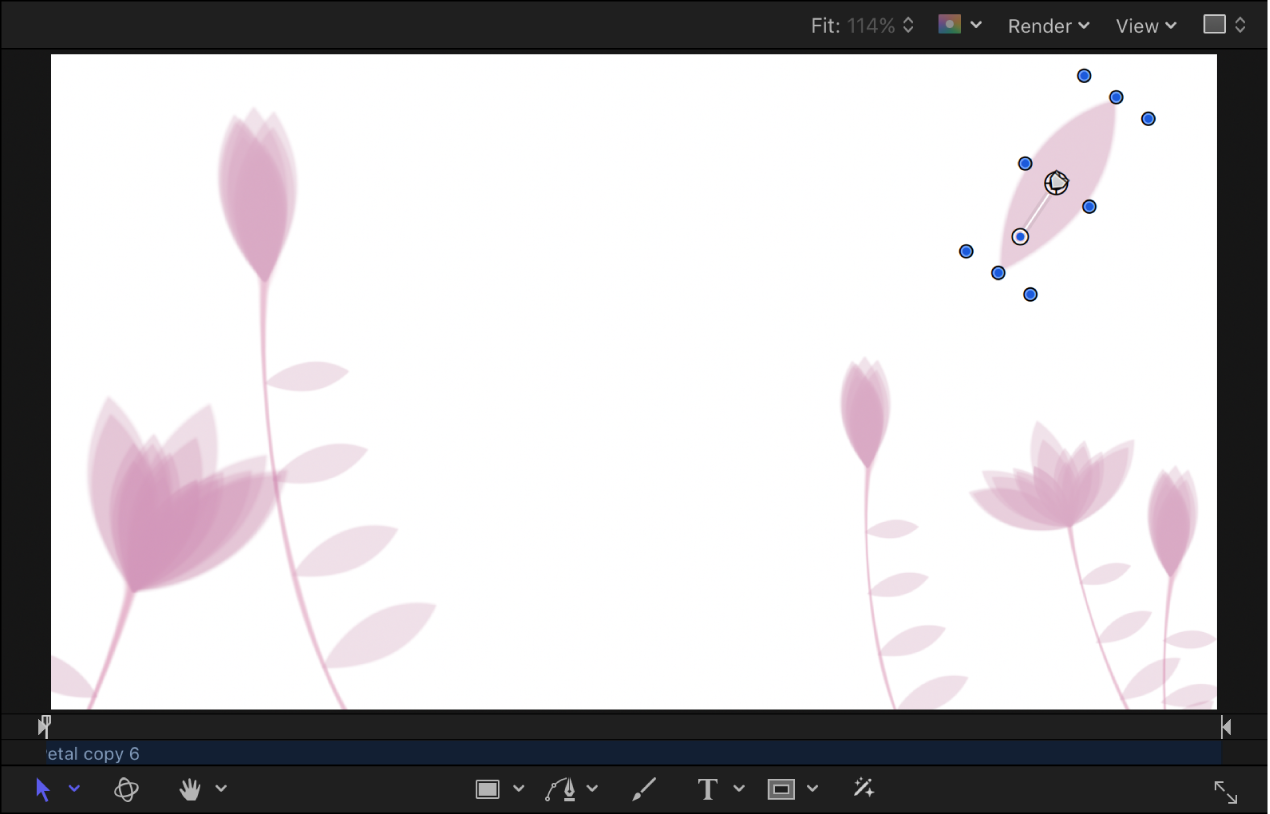 Canvas showing object in its starting position