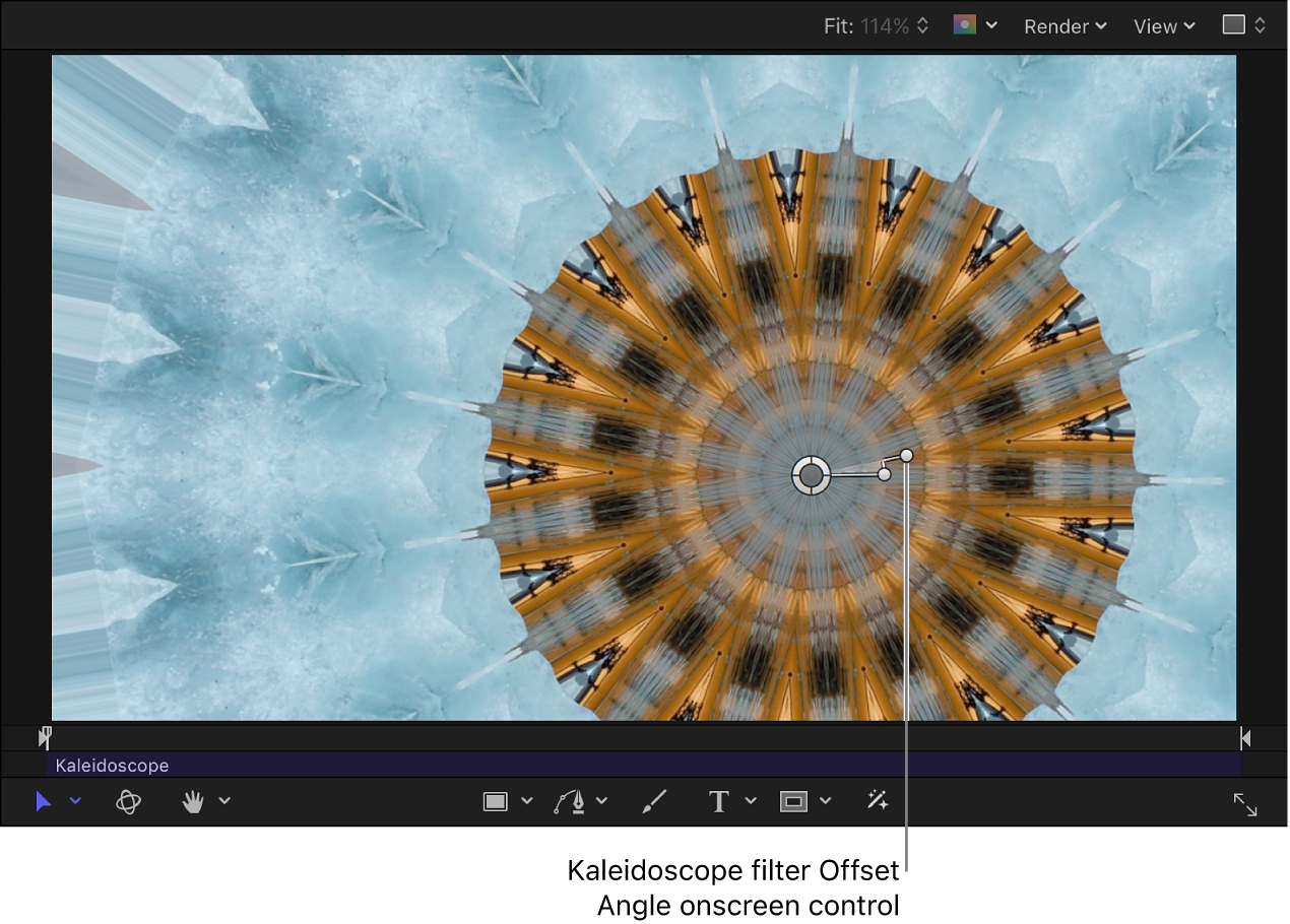 Kaleidoscope filter Offset Angle onscreen control