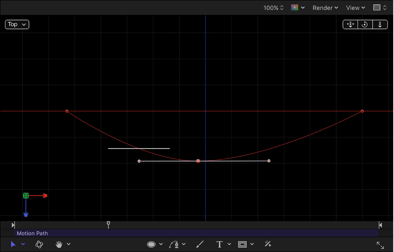 Canvas showing motion path manipulated in 3D space