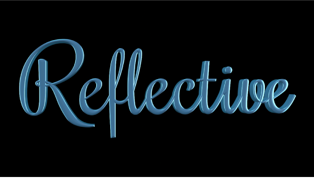 Calque de peinture réfléchissante appliqué à du texte 3D dans le canevas