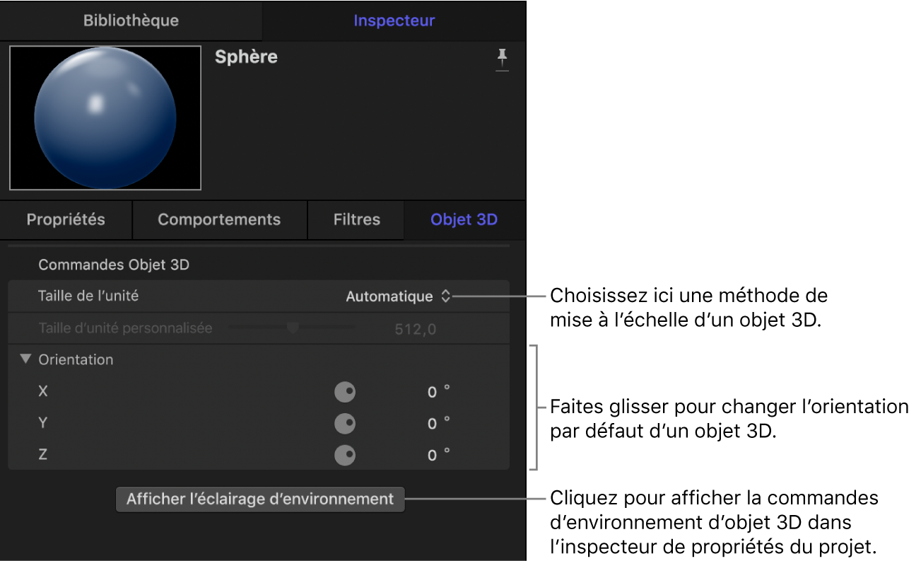 Inspecteur d’objet 3D