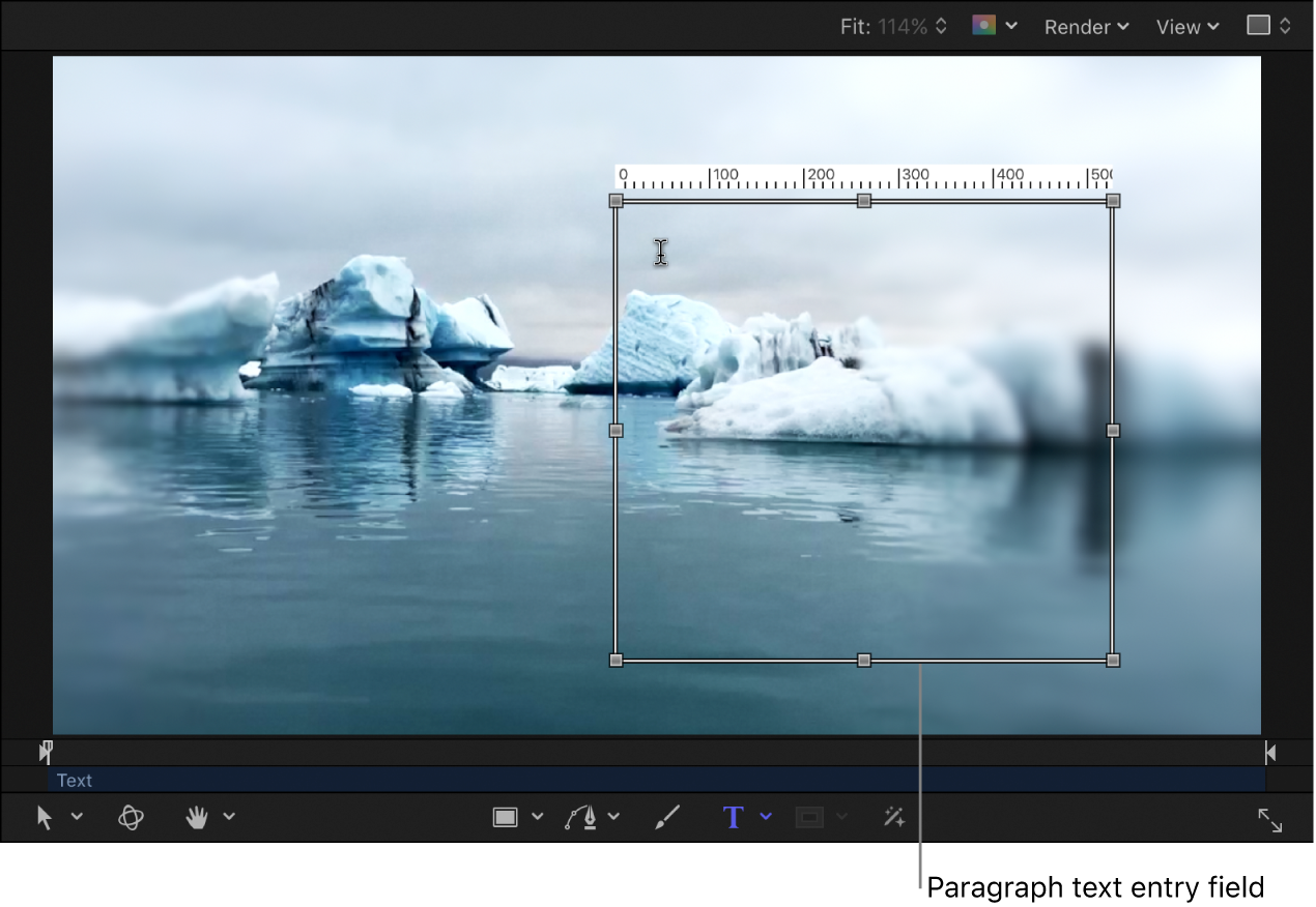 단락 텍스트 입력 필드가 보이는 캔버스