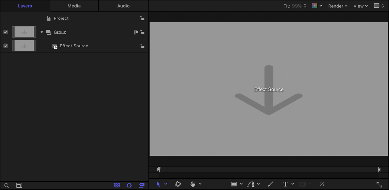 显示层列表和画布的新“Final Cut 效果”项目