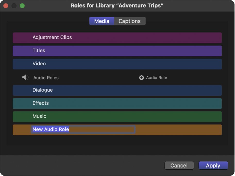 The role editor with a new role added at the bottom