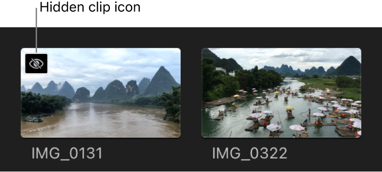 两个浏览器片段,其中一个在左上角显示已隐藏片段图标