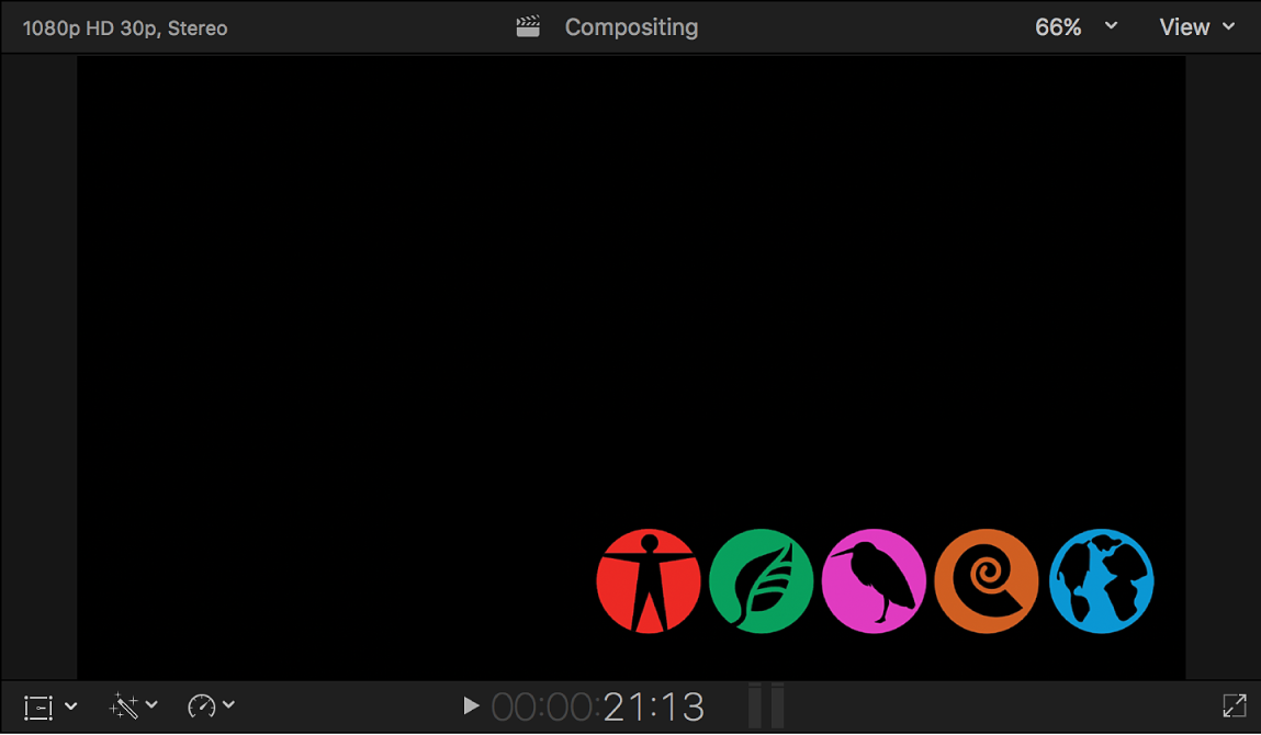 显示 Alpha 通道填充图像(一行图标)的检视器