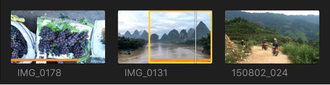 浏览器片段,其所选范围底部带有黄色边框和橙线