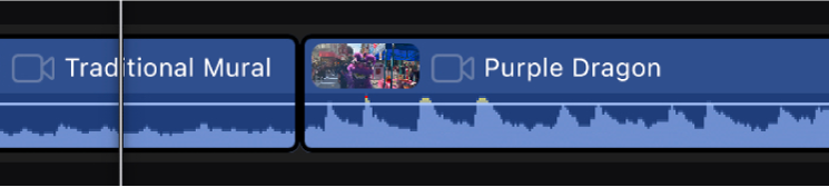 Tête de lecture positionnée sur un plan dans la timeline.
