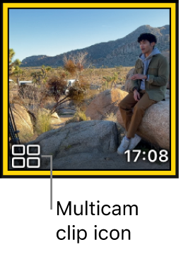 浏览器中的片段缩略图,其左下角包含多机位片段图标。