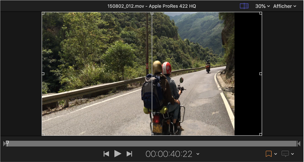 Zone d’aperçu de Compressor affichant le remplissage 4/3 d’une source 16/9.