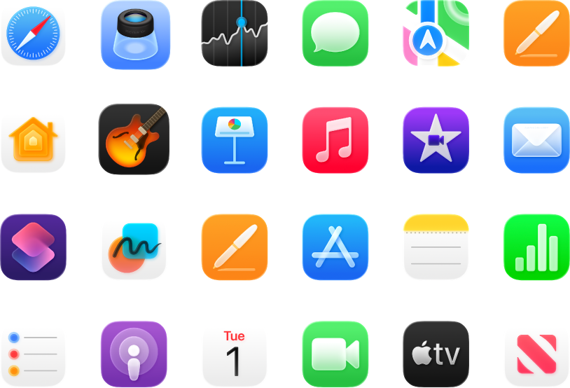 Icônes des apps fournies avec votre MacBook Pro.