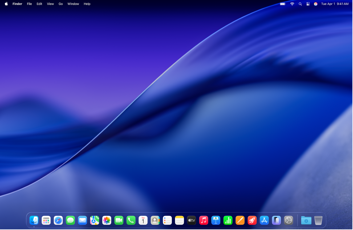 Skrivebordet i Mørk modus.