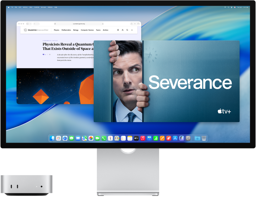 Ένα Mac mini δίπλα σε μια οθόνη.